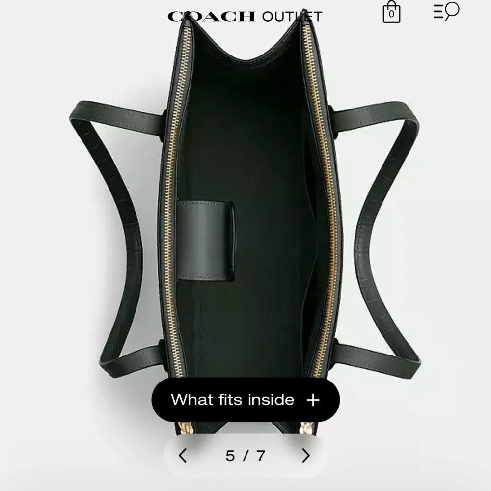 Coach Outlet Nina Zippered Tote in Gold Amazon Green Croc Embossed - Picture 12 of 14